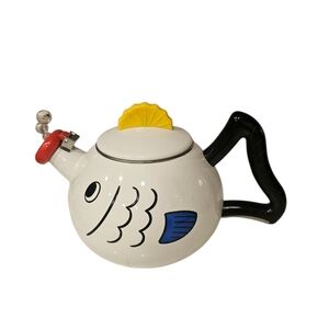 Vintage Kamenstein Fish Blowing‎ Bubbles Whistling Tea Kettle